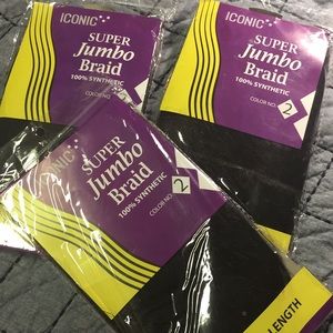 ICONIC Jumbo Braid 52” 3pkgs Blk/Brown NWT